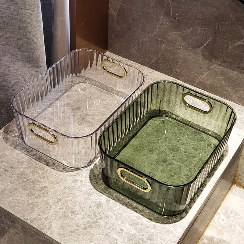 Giỏ Đựng Đồ Dùng Bằng Acrylic Trong Suốt Có Tay Cầm Tiện Dụng Trang Trí Nhà Cửa