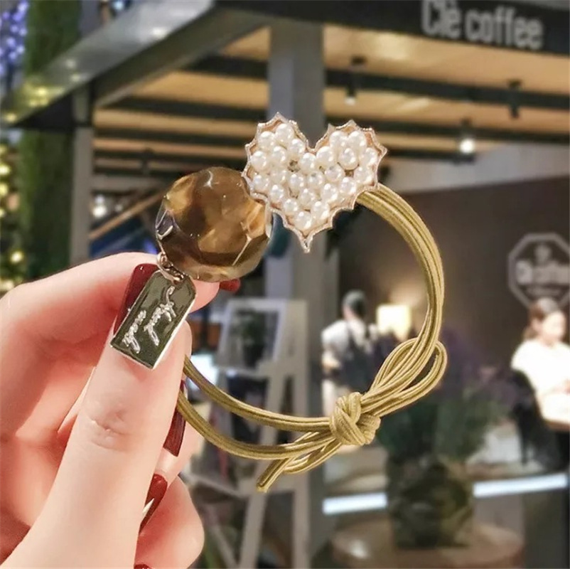 Dây cột tóc cao su đính ngọc trai giả kiểu Hàn Quốc dễ thương cho bé gái