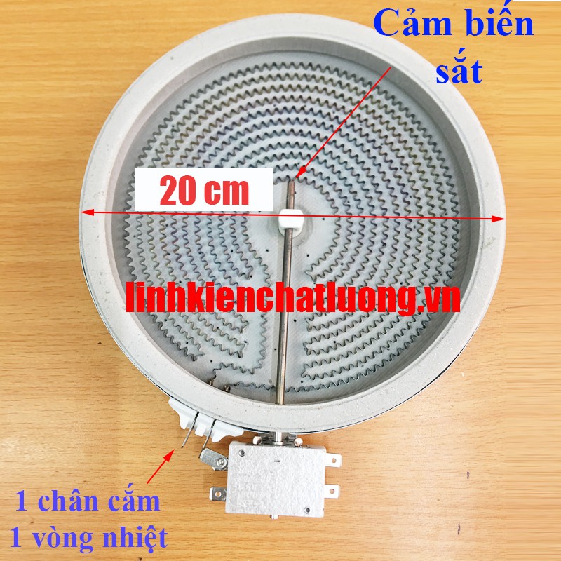 Mâm nhiệt bếp hồng ngoại 20cm 1800W 1 vòng nhiệt cảm biến sắt ngang