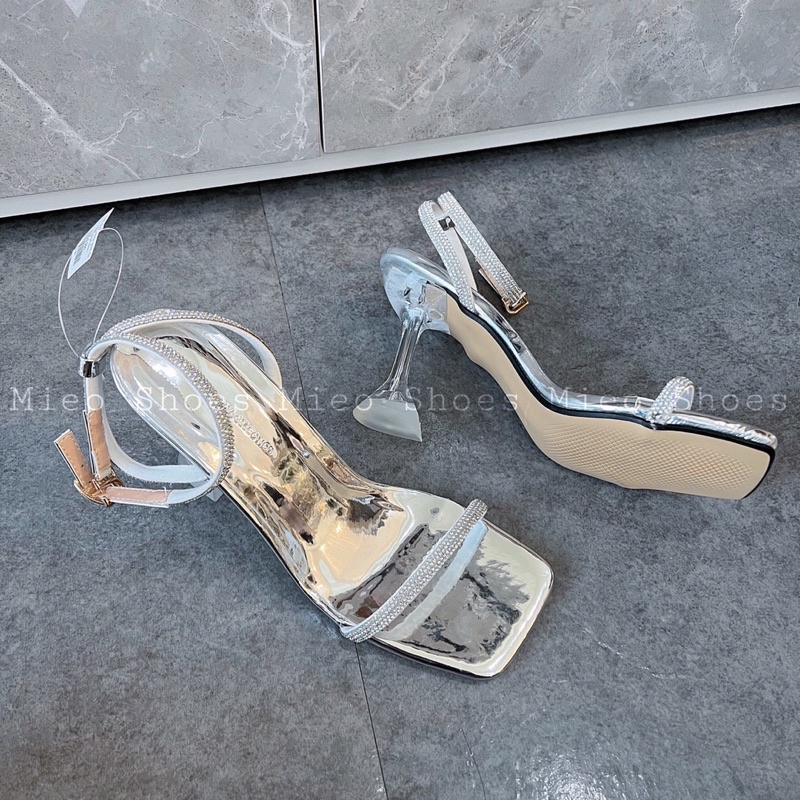 GÓT NHỌN QUAI NGANG ĐÁ NHỎ BẠC LẤP LÁNH CỰC SANG MIEO SHOES ( G699 )