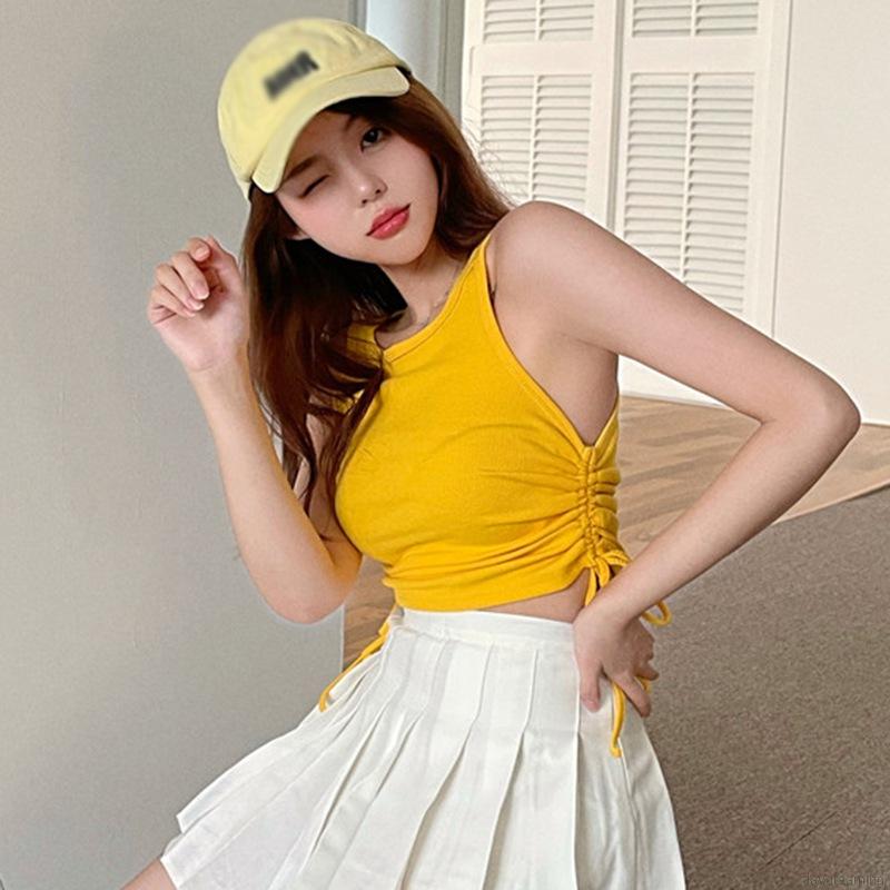 Áo Không Tay Dáng Ôm Thắt Dây Rút Gợi Cảm Thời Trang Mùa Hè Cho Nữ