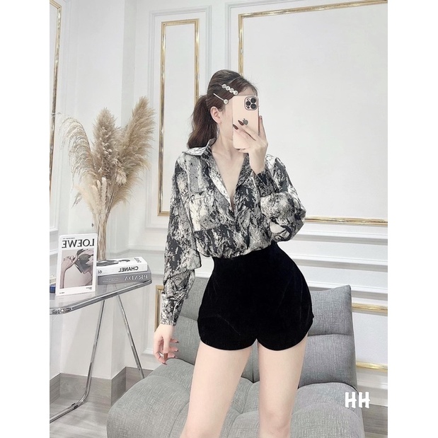 [Mã FAMARAL1 giảm 10K đơn 50K] ÁO SƠ MI LOANG MÀU GHI ĐÁ CHO NỮ