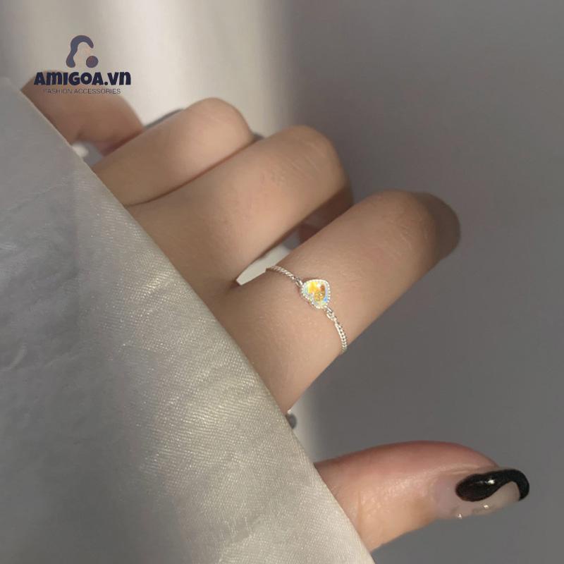 ✨✨Nhẫn mạ bạc đính đá mặt trăng giả thời trang dành cho nữ