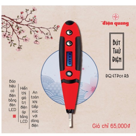 Bút thử điện cao cấp, đa năng, có đèn báo led, hiển thị màn hình LCD, đo thông mạch Điện Quang  ĐQ ETP01RB