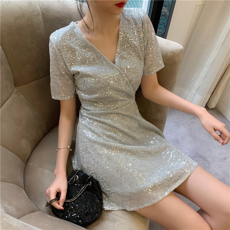 ORDER Đầm kim sa basic ( bạc và đen )