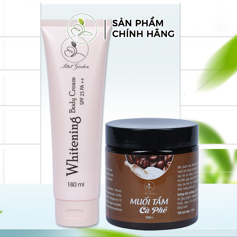 [HOT] Bộ Chăm Sóc Trắng Da 180ml  Minigarden (Kem Body Cream SPF 25 PA ++ 180ml + Muối Tắm Cafe 200 gram) PV1018