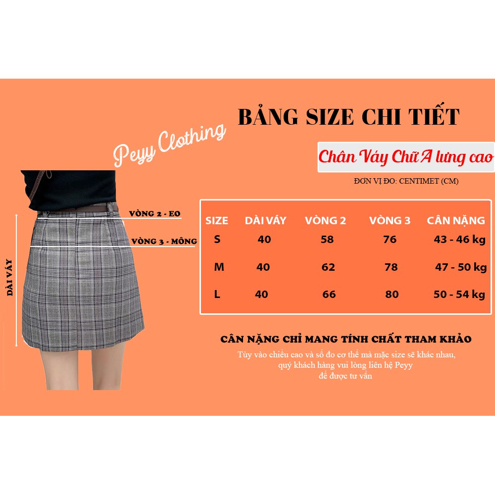 Chân váy chữ a dáng lưng cao công sở kẻ caro kèm thắt lưng ulzzang CV09 - Peyy Clothing | BigBuy360 - bigbuy360.vn