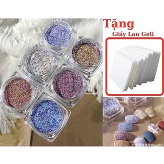 Nhũ len dạ, nhũ rắc trang trí móng set 6 hũ