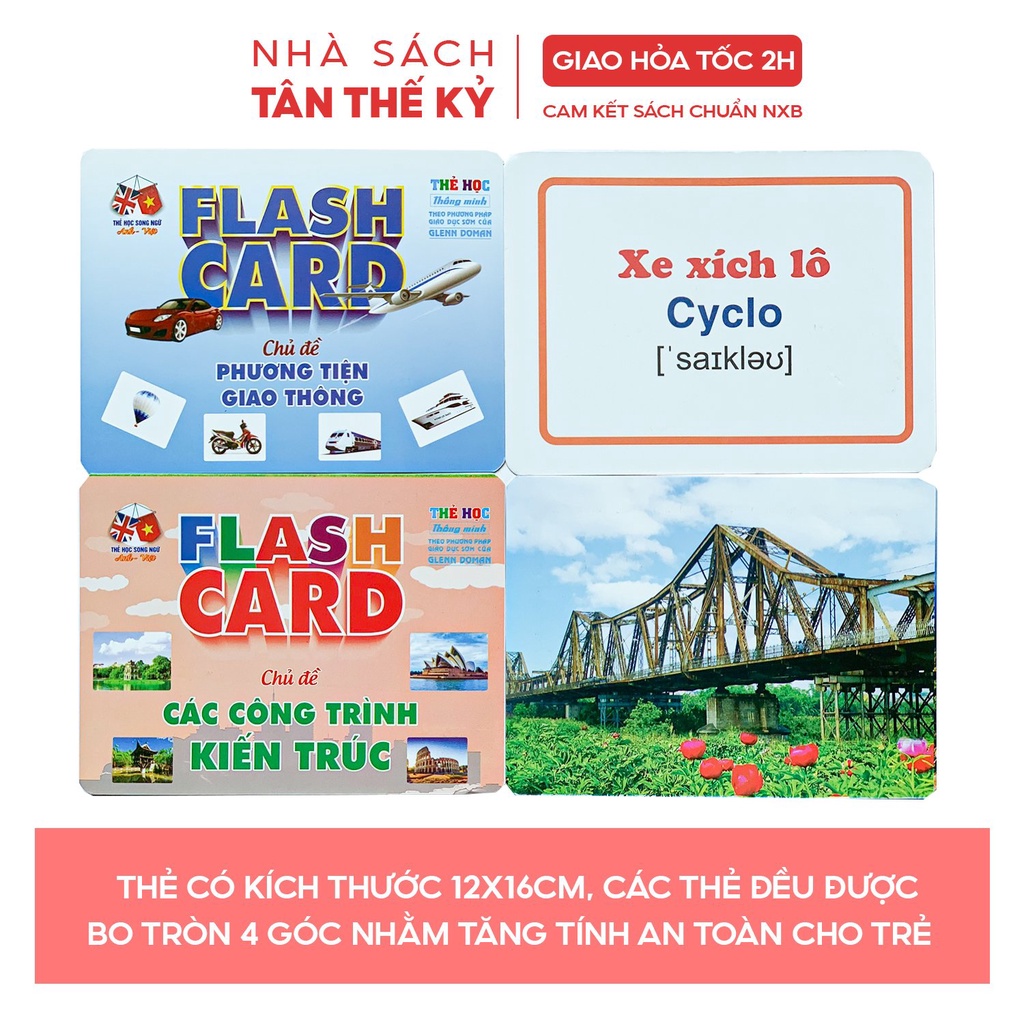 [Mã INCU50 giảm 50k đơn 250k] Bộ thẻ học thông minh Flashcard Tuấn Việt 16 chủ đề song ngữ việt anh có phiên âm 288 thẻ