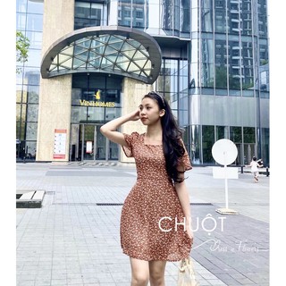 Đầm xoè cột dây sau cổ màu cam cháy