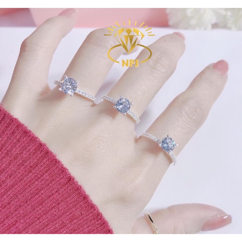Nhẫn bạc đính đá, nhẫn nữ Bạc Ta -Bạc Npj