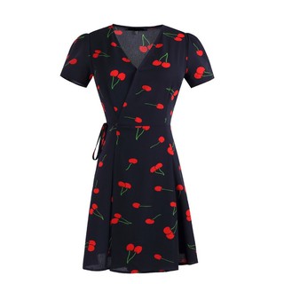 Váy Maxi Vạt Chéo Cherry Quấn Nơ Xinh MS05