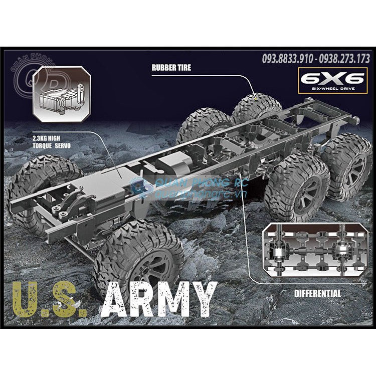 Xe điều khiển Military Truck 1/12 RC FY004 U.S. Army Military Truck RTR