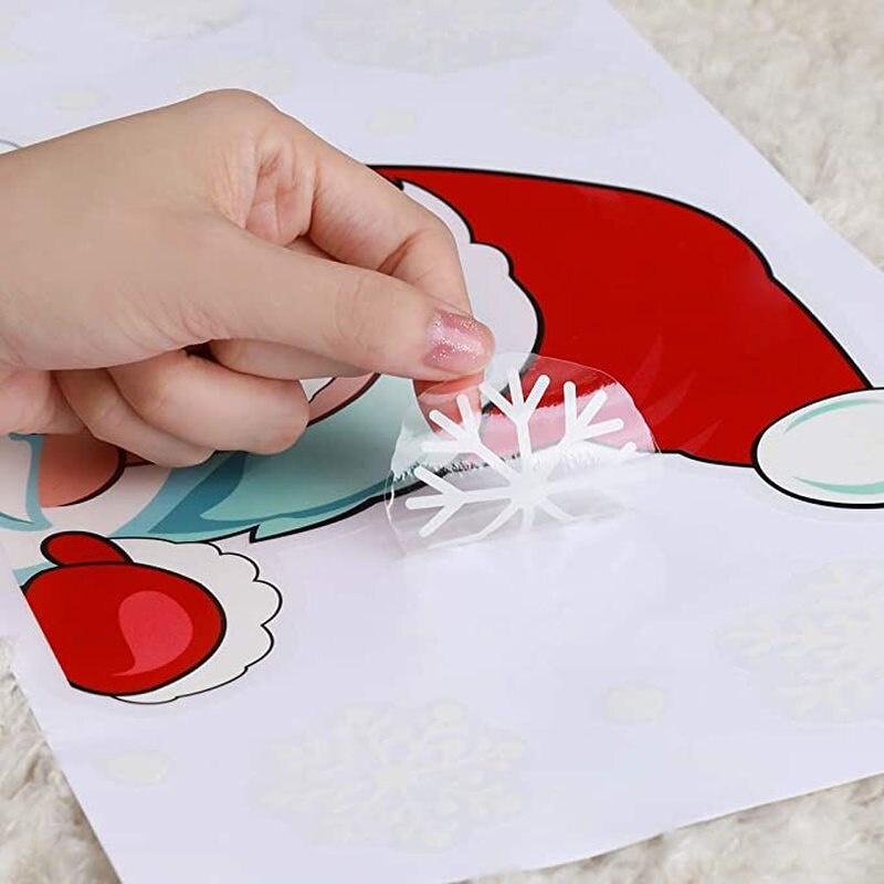 Miếng dán cửa kính hai mặt hình bông tuyết/ông già noel và tuần lộc màu sắc tĩnh điện trang trí phòng khách
