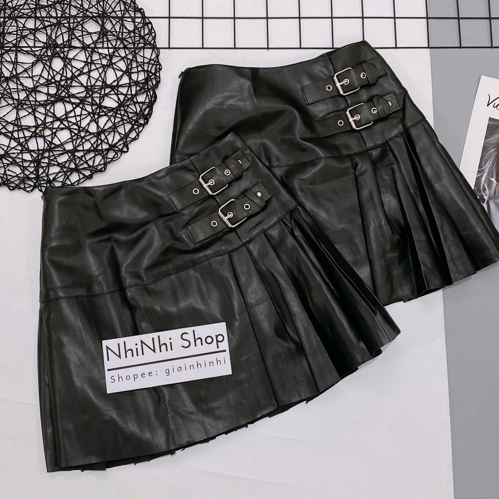 Chân váy da xếp ly lệch, Chây váy dáng A cạp cao vải da mềm CV7069 - NhiNhi Shop | BigBuy360 - bigbuy360.vn