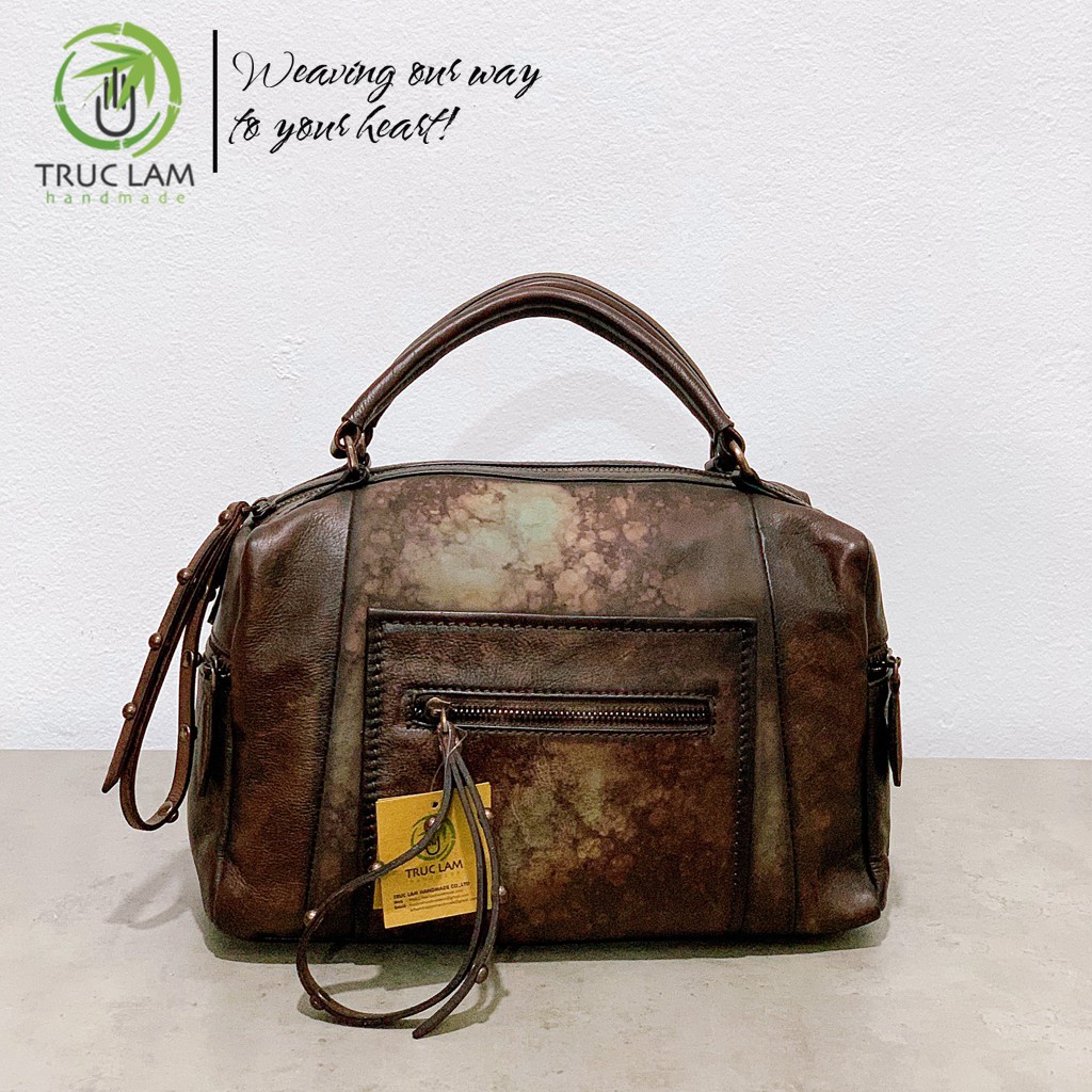 Túi Xách Thời Trang Hình Hộp Da Bò Thật Cao Cấp Nhiều Ngăn Tiện Lợi – Trúc Lâm Handmade