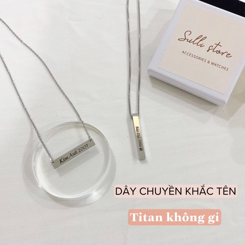 Dây chuyền vòng cổ khắc tên theo yêu cầu thép titan không gỉ Sulli store