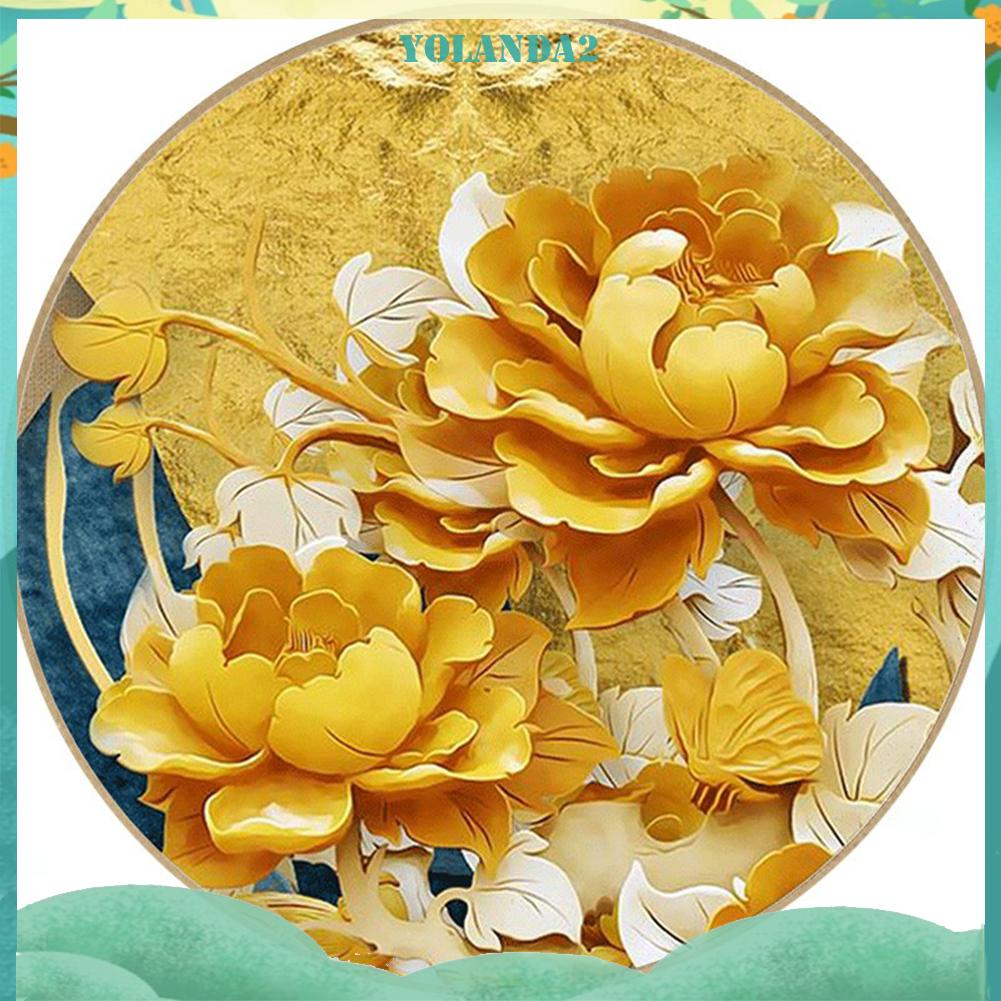 Tranh đính hạt đá tròn 5D tự làm hình hoa mẫu đơn