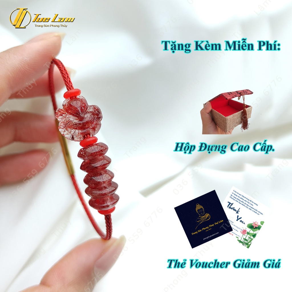 Vòng tay may mắn ngũ điếu tài lộc mix hồ ly chúa hạt màu tóc đỏ hợp mệnh hỏa thổ - Tuệ Lâm