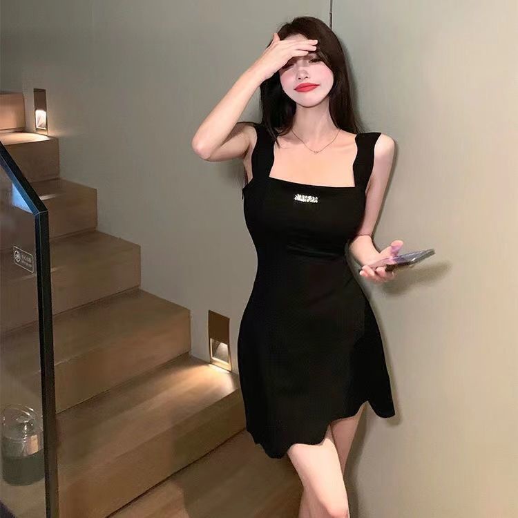 Đầm Hai Dây Ngắn Lưng Cao Màu Đen Thời Trang Cho Nữ  tao bao