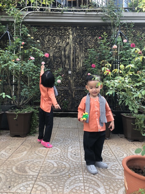 Bộ Đồ Bà Ba Trẻ Em Màu Cam Đất 8-45kg