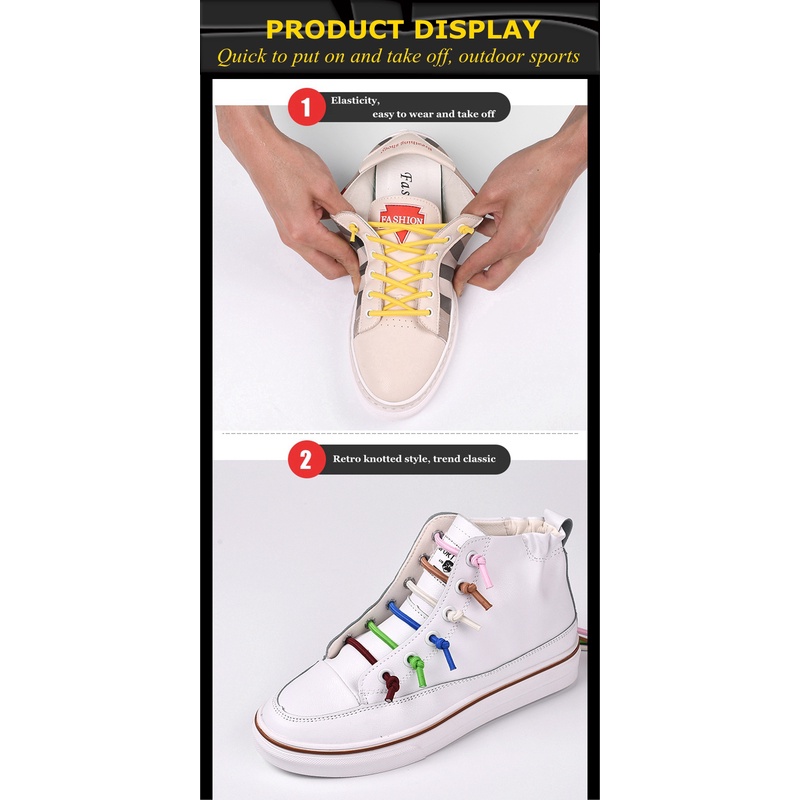 1 Cặp Dây Giày Co Giãn Không Cần Buộc Thời Trang Tiện Lợi
