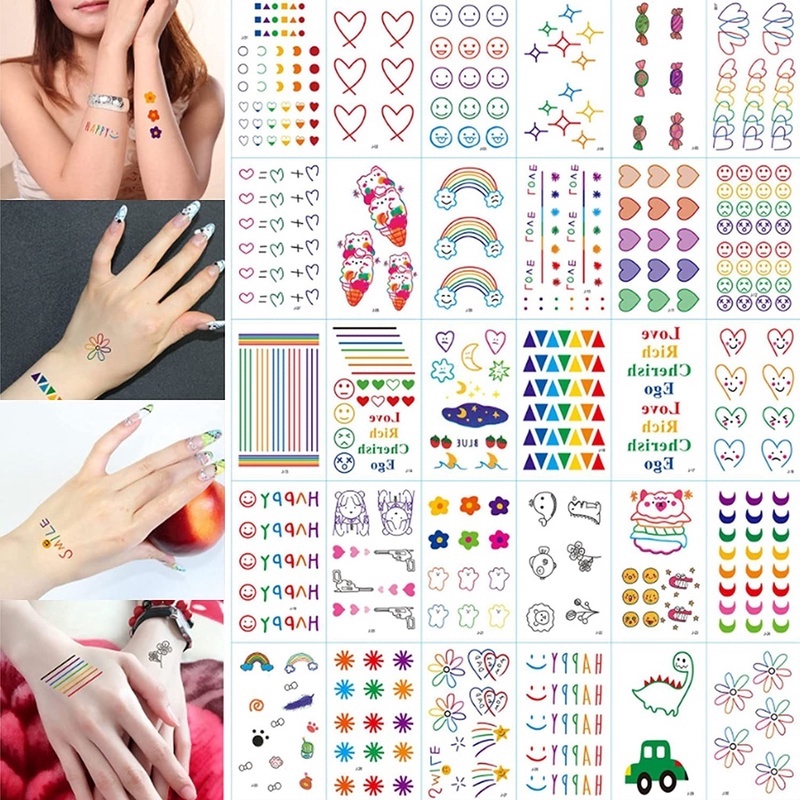 Hình Xăm Dán Tạm Thời Họa Tiết Hoạt Hình Dễ Thương Chống Nước Cho Nữ