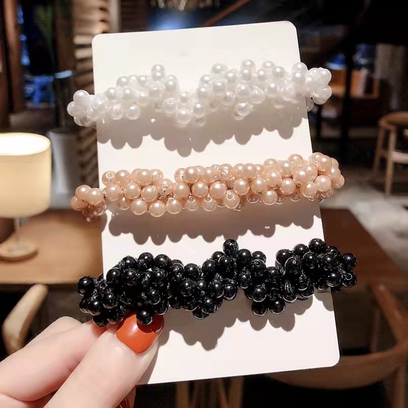 Dây Cột Tóc Cao Su Co Giãn Đính Ngọc Trai Phong Cách Hàn Quốc Đơn Giản Thời Trang Cho Nữ