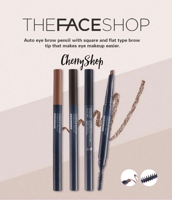 Chì kẻ chân mày 2 đầu The Face Shop Designing Eyebrow Pencil (có bill)