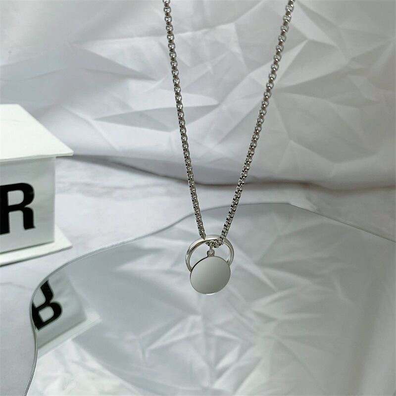 Vòng cổ unisex cá tính mặt chiếc nhẫn phong cách Hiphop cho nam nữ, dây chuyền unisex chiếc nhẫn