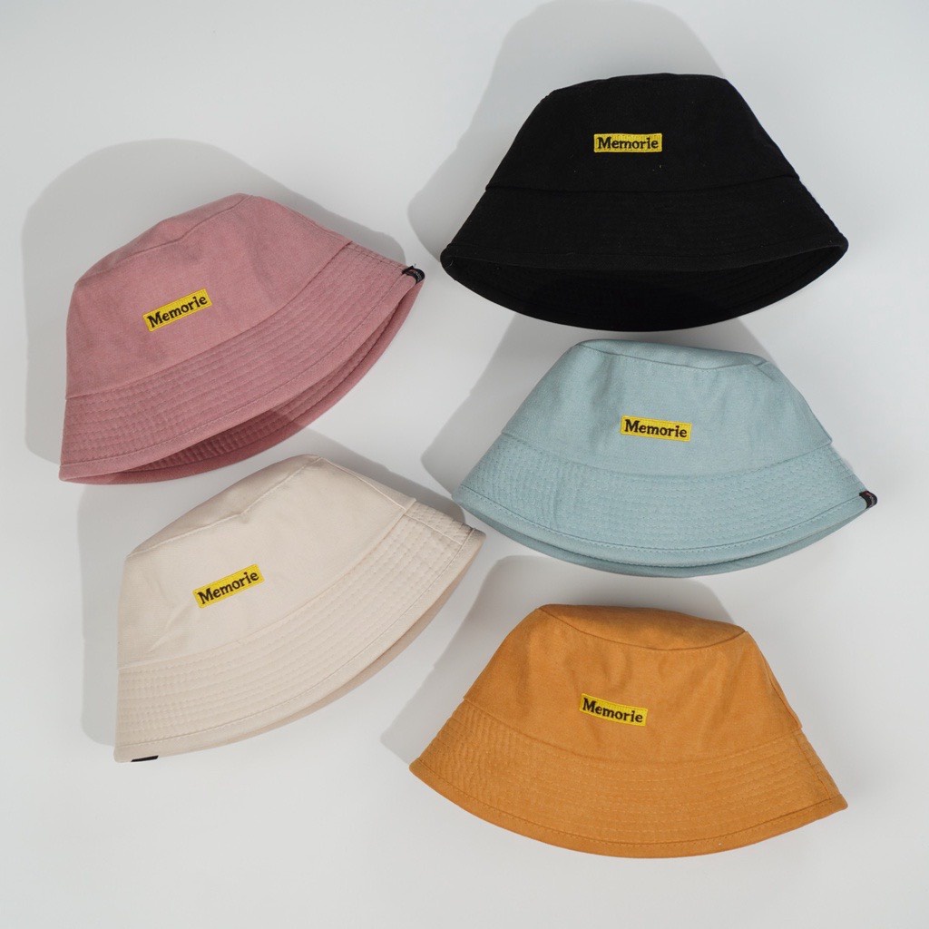 Nón bucket nữ nam trơn, Mũ vành tròn thêu chữ Memori phong cách Ulzzang nhiều màu Chawystore - B30