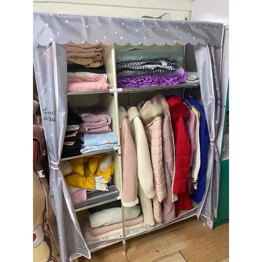 Tủ đựng quần áo tủ vải loại 1 khung gỗ bọc nhựa 2 buồng hàng chuẩn loại 1 phi gỗ 20mm Nội Thất Phòng Ngủ Lắp Ghép