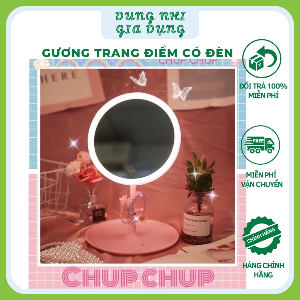 Gương Trang Điểm Có Đèn Led Hàng Cao Cấp Gương Để Bàn Trang Điểm Có Đèn Thông Minh Với 3 Chế Độ Ánh Sáng