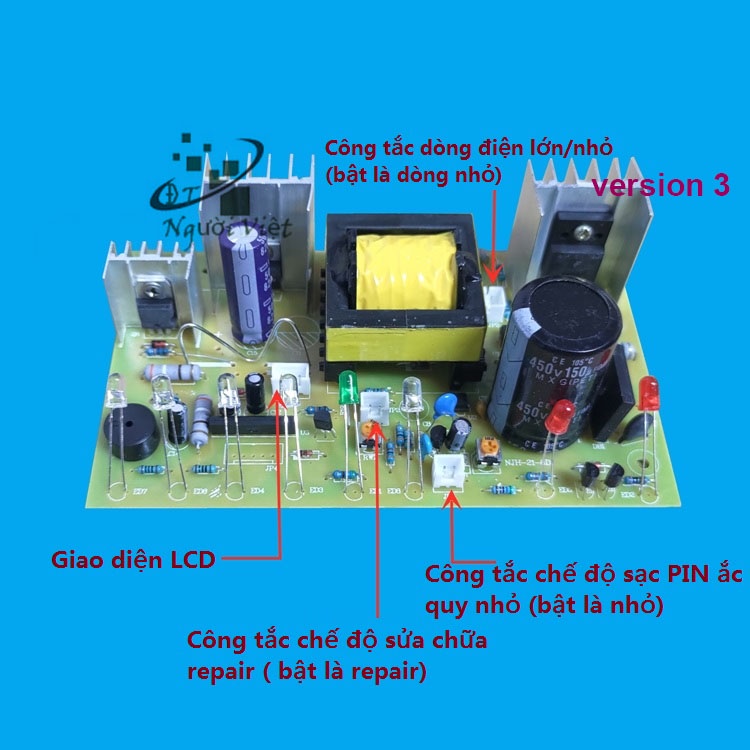 Bo mạch sạc Ắc quy 12V 24v 20A (6AH-400AH) tự động 3 giai đoạn