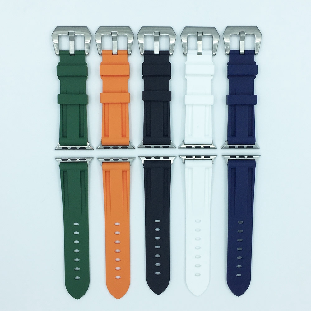 Dây Đeo Cao Su Màu Trắng / Đen Cho Đồng Hồ Thông Minh Apple Watch 42mm 44mm 38mm 40mm Series 5 4 3 2 1