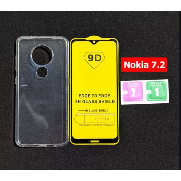 Bộ kính cường lực full màn hình 9D và ốp lưng dẻo Nokia 7.2