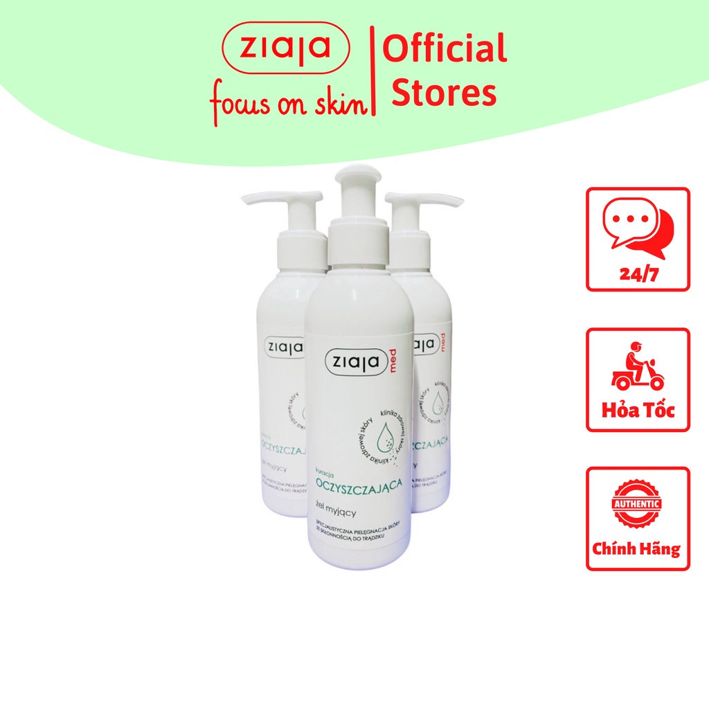 Sữa Rửa Mặt Giảm Khuẩn, Giảm Viêm,Giúp Da Sạch Sâu  Ziaja Med Xanh 200ml