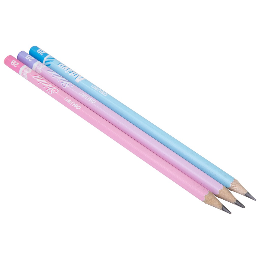 Hộp 12 chiếc bút chì 2B Deli - màu macaron dễ thương sử dụng sơn không độc hại an toàn với người dùng dành cho học sinh