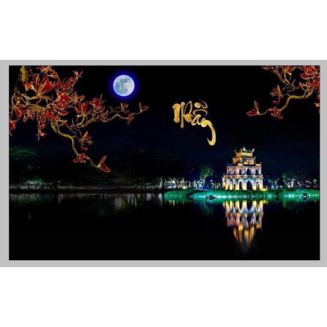 Tranh 3D bể cá kt 90x45cm