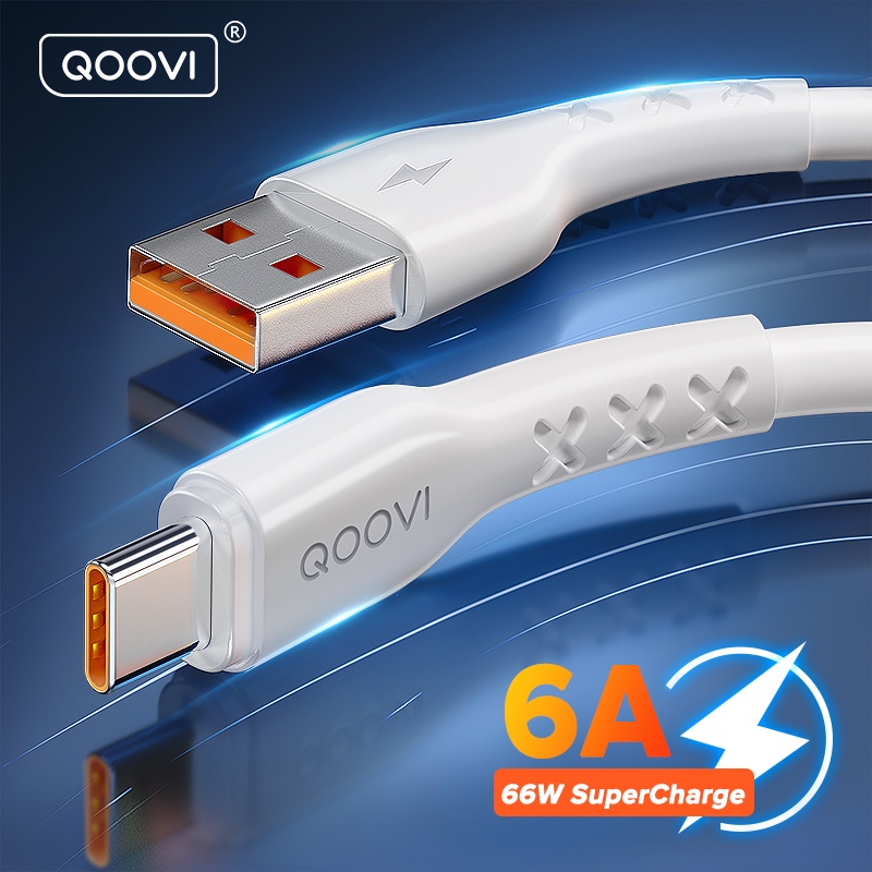Cáp sạc micro USB 6A 66W QOOVI thích hợp cho điện thoại Android Huawei OPPO type C