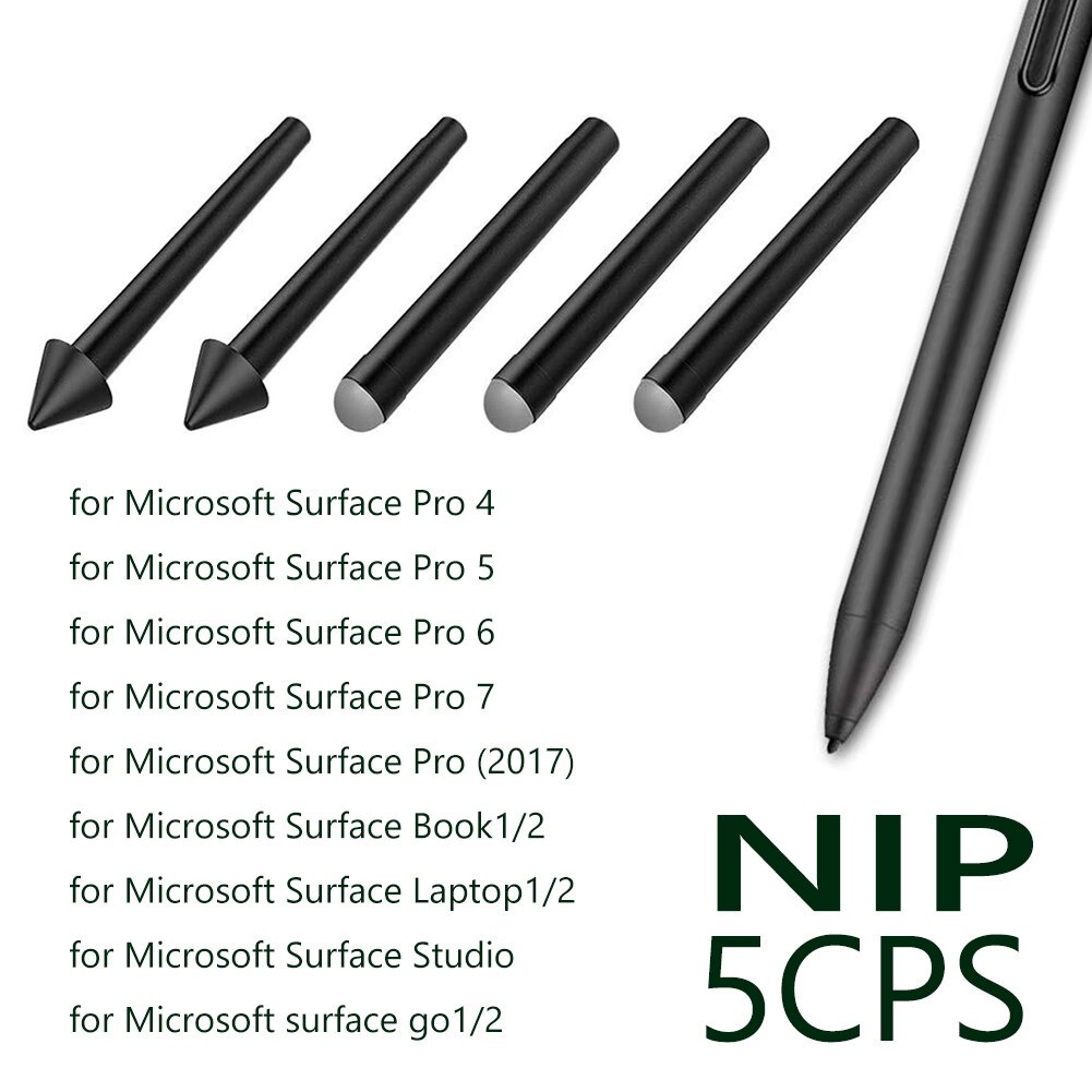 Bộ 5 Đầu Bút Thay Thế Cho Máy Tính Bảng Surface Pro 2017/ 7/6/5/4/Book/Studio/Go