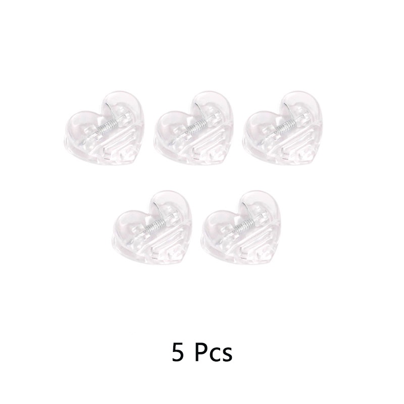 Set 5 Kẹp Giấy Trong Suốt Hình Trái Tim Đơn Giản