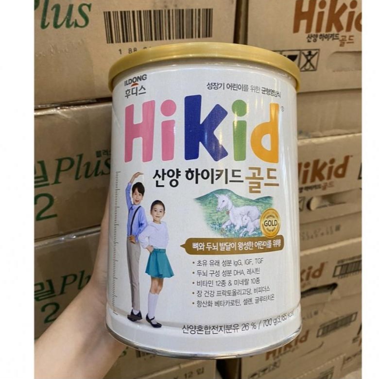 Sữa Bột Hikid vị vani hoặc vị dê 600g Hàng Air Tem Thùng vnair