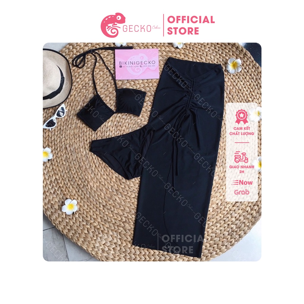 Bikini Đồ Bơi Set 3 Món Đi Biển Váy Rút GK0302 (Ảnh Thật)