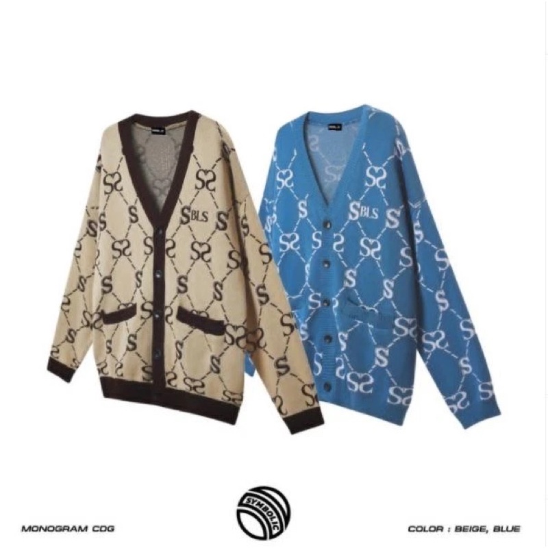 [PASS] Áo Monogram Cardigan Symbolic màu xanh