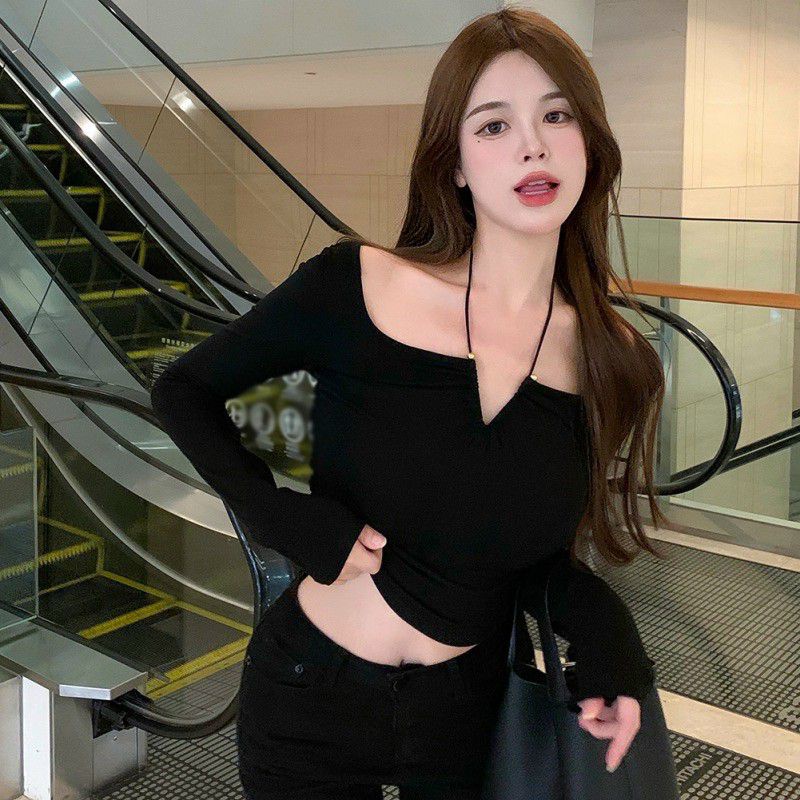 Áo thun tay dài cổ V dây đeo cổ siêu hot(A15