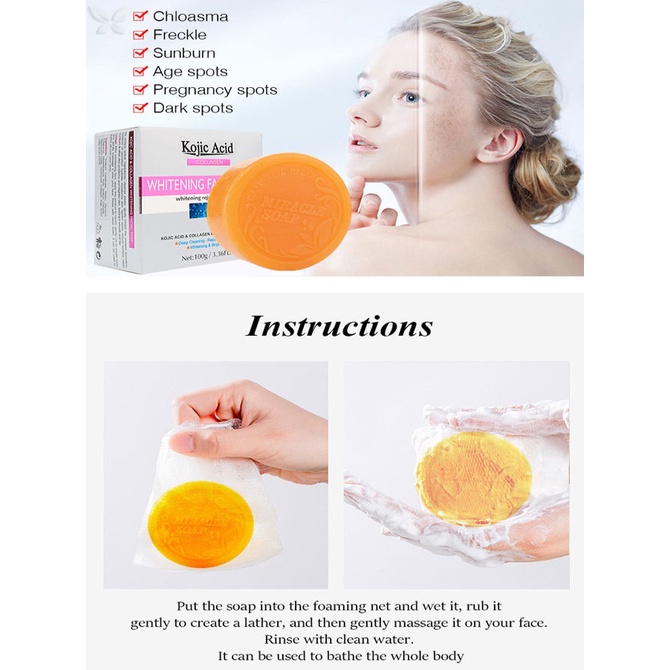 Xà Phòng kojic acid collagen Làm Trắng Da Làm Sạch Sâu Đốm Đen Và Làm Sáng Da 100g