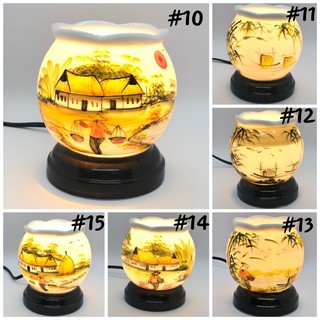 Đèn xông tinh dầu mini Bát Tràng (Mẫu ngẫu nhiên) tặng kèm tinh dầu thiên nhiên đuổi muỗi nhanh chóng