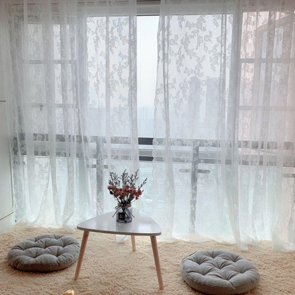 Rèm Cửa Vải Tuyn Họa Tiết Hoa Trắng Phong Cách Vintage Hiện Đại Dành Cho Phòng Khách / Phòng Ngủ / Ban Công