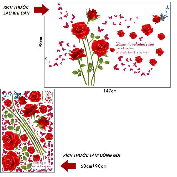 Decal tranh lãng mạn dán tường phòng ngủ, phòng cưới 3 AmyShop